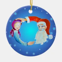 Hand-painted Watercolor Magical Santa Claus Ceramic Ornament