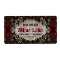 v.2 Medieval Fractals Gold Black & Red Wine Labels