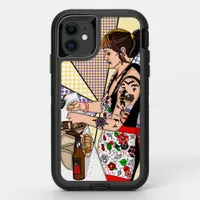 Retro Pop Art Tattoo Lady Baking in Kitchen  OtterBox Defender iPhone 11 Case