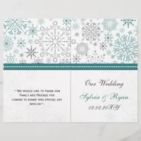 Teal White snowflakes winter wedding