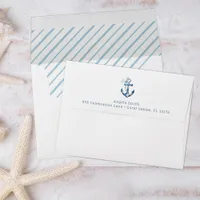 Blue Floral Anchor Baby Shower Envelope | Nautical