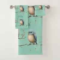 Whimsical Birds on Branches Timeless Elegance Bath Towel Set