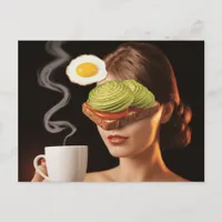 Surreal Avocado Tomato Toast Breakfast Postcard