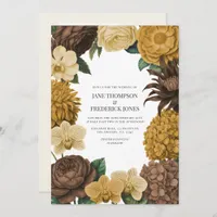 Cocoa Brown, Golden Caramel & Soft Butter Wedding Invitation