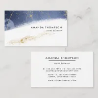 Navy and Gold Lunar Brush Strokes Business Card