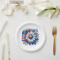 Floral 4th of July Paper Plates