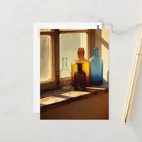 Vintage Bottles on the Window Sill Postcard