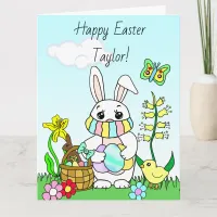 Large Happy Easter, Custom Bunny in Facemask Card