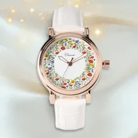 Elegant Colorful Summer Wildflowers Floral Round Watch