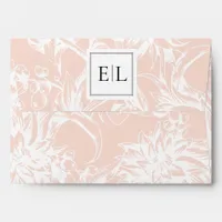 Elegant Monogram Blush Floral Wedding Envelope