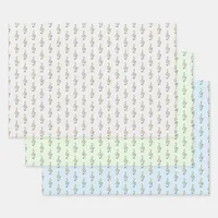Treble Clef Pattern Music Themed Gray Green Blue Wrapping Paper Sheets