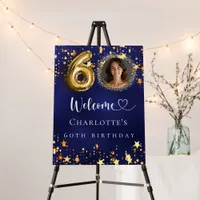 60th Birthday blue gold stars photo welcome Foam Board