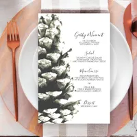 Natural Pine Cone on White Wedding Menu