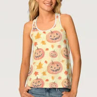 Kids Sketch Soft Pastel Autumn Halloween Pumpkin  Tank Top