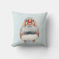 Watercolor Zebra Finch Pet Portrait Pillow