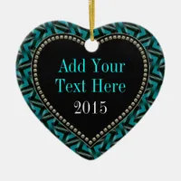 Teal Black Heart shape Ornament