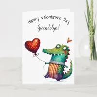 Cute Whimsical Alligator Happy Valentine's Day Card
