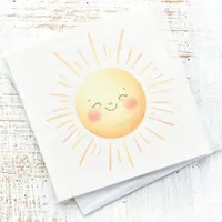 Cute Smiling Yellow Watercolor Sunshine Fun Kids  Napkins