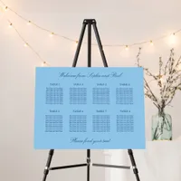 Cornflower Blue 8 Table Seating Chart Foam Board