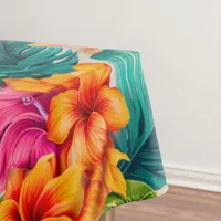 Tropical Floral Hibiscus  Tablecloth