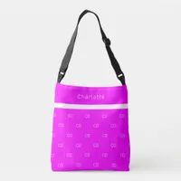 Fuchsia hot pink monogram initials pattern name crossbody bag