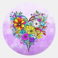 Pretty Floral Heart | Valentine's Day Classic Round Sticker