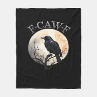 F Caw F Funny Bird Moon Minimal Clean Style Fleece Blanket
