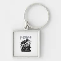 Funny F-Caw-F Crow Funny Halloween Retro Classic Keychain