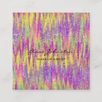 Makeup Artist Colorful Glitter and Sparkle Square Business Card