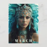 *~* MARCH  AP53 Headdress AQUAMARINE Boho Postcard