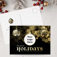 Christmas Black and Gold Happy Holidays Business Foil Holiday Postcard