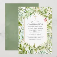 Watercolor Geometric Crystal Greenery Confirmation Invitation