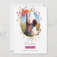 Aquarelle Wildflower Photo Pregnancy Announcement