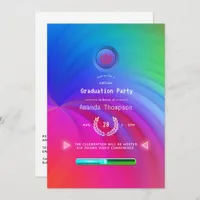 Glowing Neon Rainbow Virtual Graduation Party Invitation