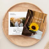 Country Sunflower Western Wedding Save the Date Announcement Postcard