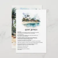 Watercolor Punta Cana Wedding Guest Details Enclosure Card