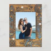 Engagement Couple Party Antique Skeleton Key RSVP Holiday Postcard