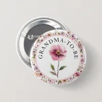 Floral Pink Grandma to Be Button – Dusty Wildflowe