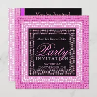 Pink Modern Lights Disco Dance Party Invitations