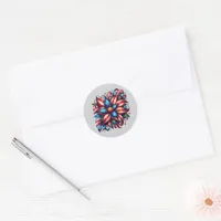 Floral 4th of July Classic Round Sticker