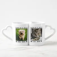 World's Best Dog Mom and Cat Dad Pet Photo Coffee Mug Set