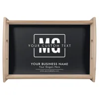 Black Elegant Custom Monogram Business Branding Se Serving Tray