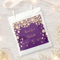 50th birthday party purple gold monogram thank you favor bag