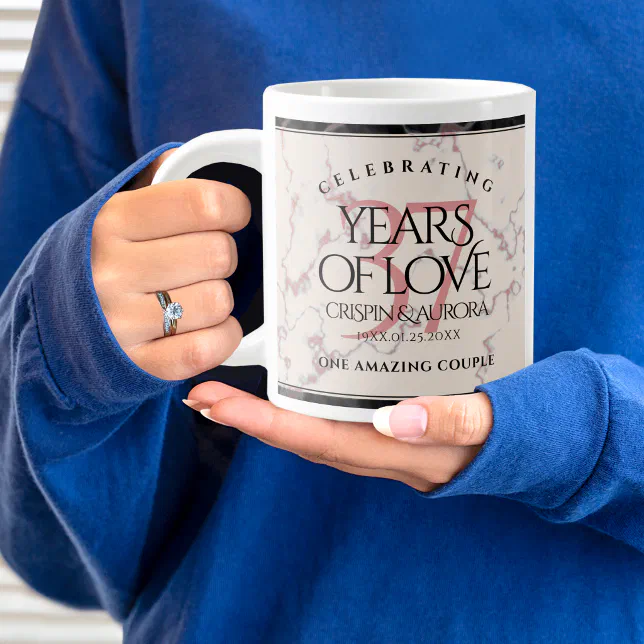 Elegant 37th Alabaster Wedding Anniversary Giant Coffee Mug