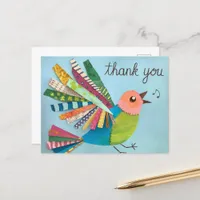 Thank You Singing Collage Bird Postcard