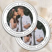 Custom Photo Newlywed Couple Name Est Date Wedding Magnet