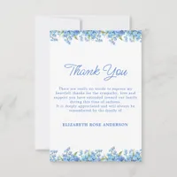 Forget Me Not Floral Blue Modern Memorial Funeral  Thank You Card
