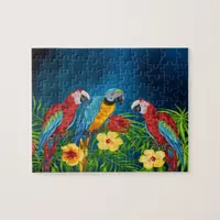 Parrots tropical birds florals blue sky jigsaw puzzle