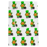 Green Leprechaun Gnome with Shamrock   Medium Gift Bag