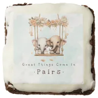 Great Things Elephant Neutral Twin Baby Shower Brownie